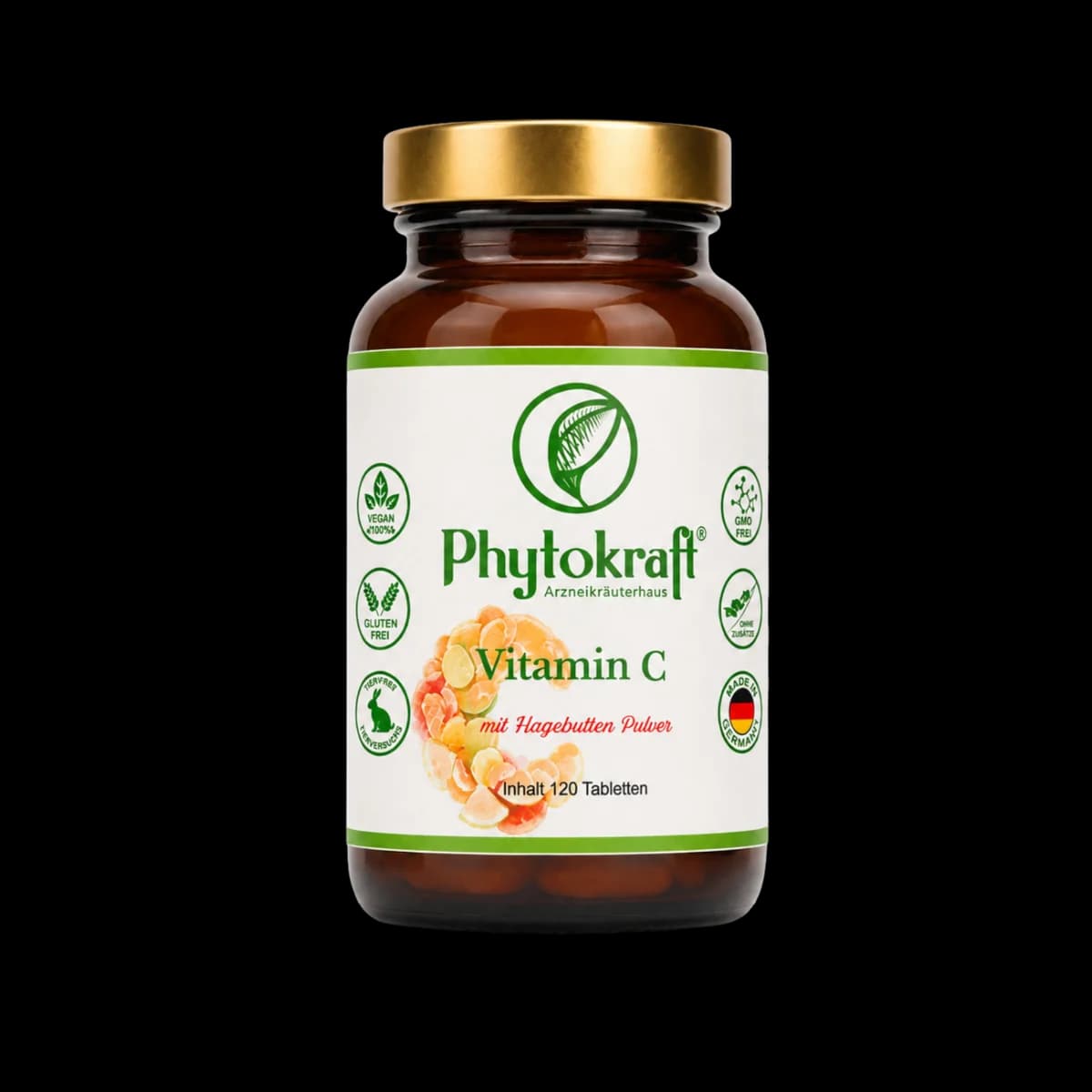 Phytokraft Vitamin C mit Hagebuttenpulver – 120 Tabletten
